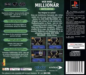 Wer wird Millionaer - Dritte Edition (GE) box cover back